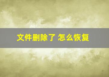 文件删除了 怎么恢复